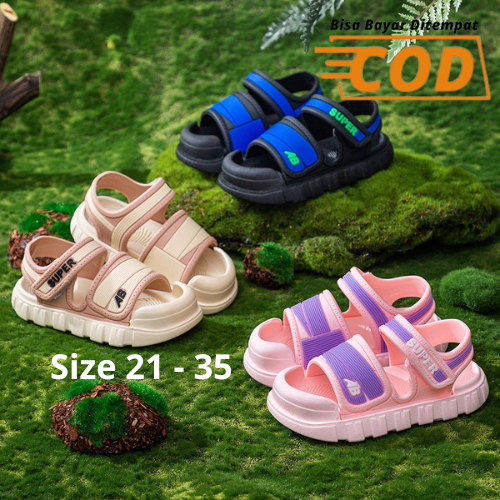 23SH21109 Sepatu sendal gunung anak perempuan dan laki laki sandal casual sehari hari dengan sol lembut size 21-35 untuk usia 2-12 rahun