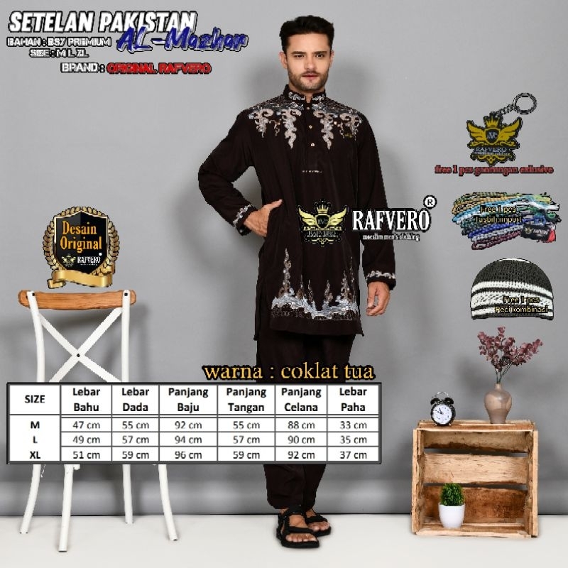 Setelan Pakistan Al Mazhar ORIGINAL RAFVERO - Setelan baju Muslim Pria