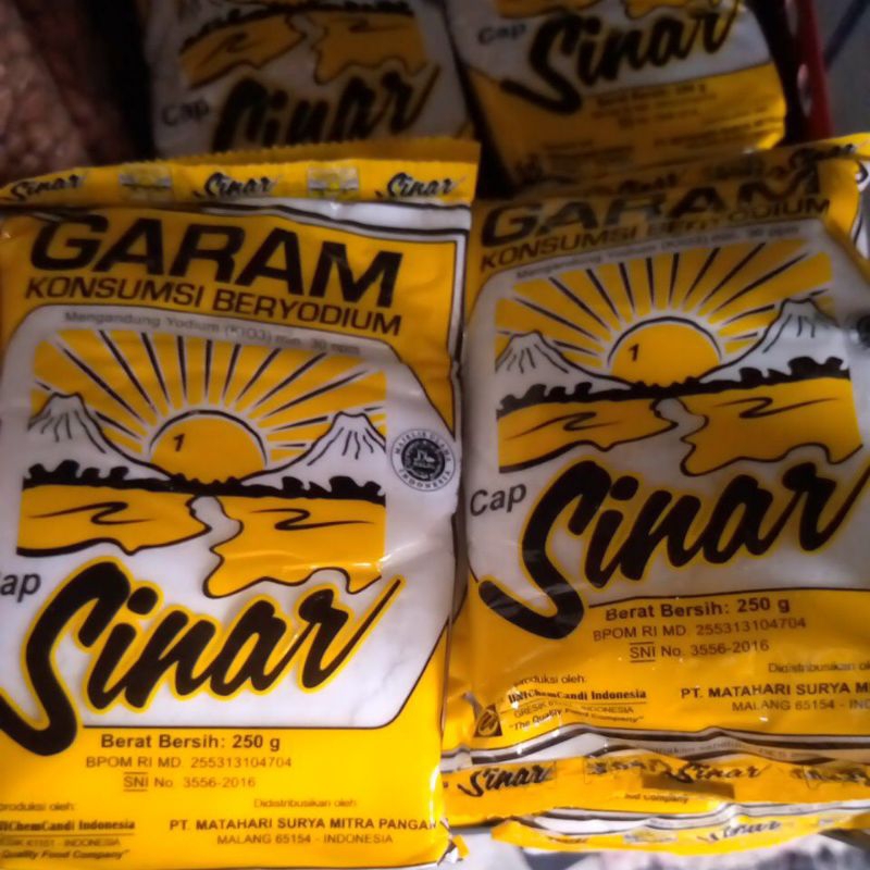 

Garam Murni Cap Sinar 250gram Beryodium