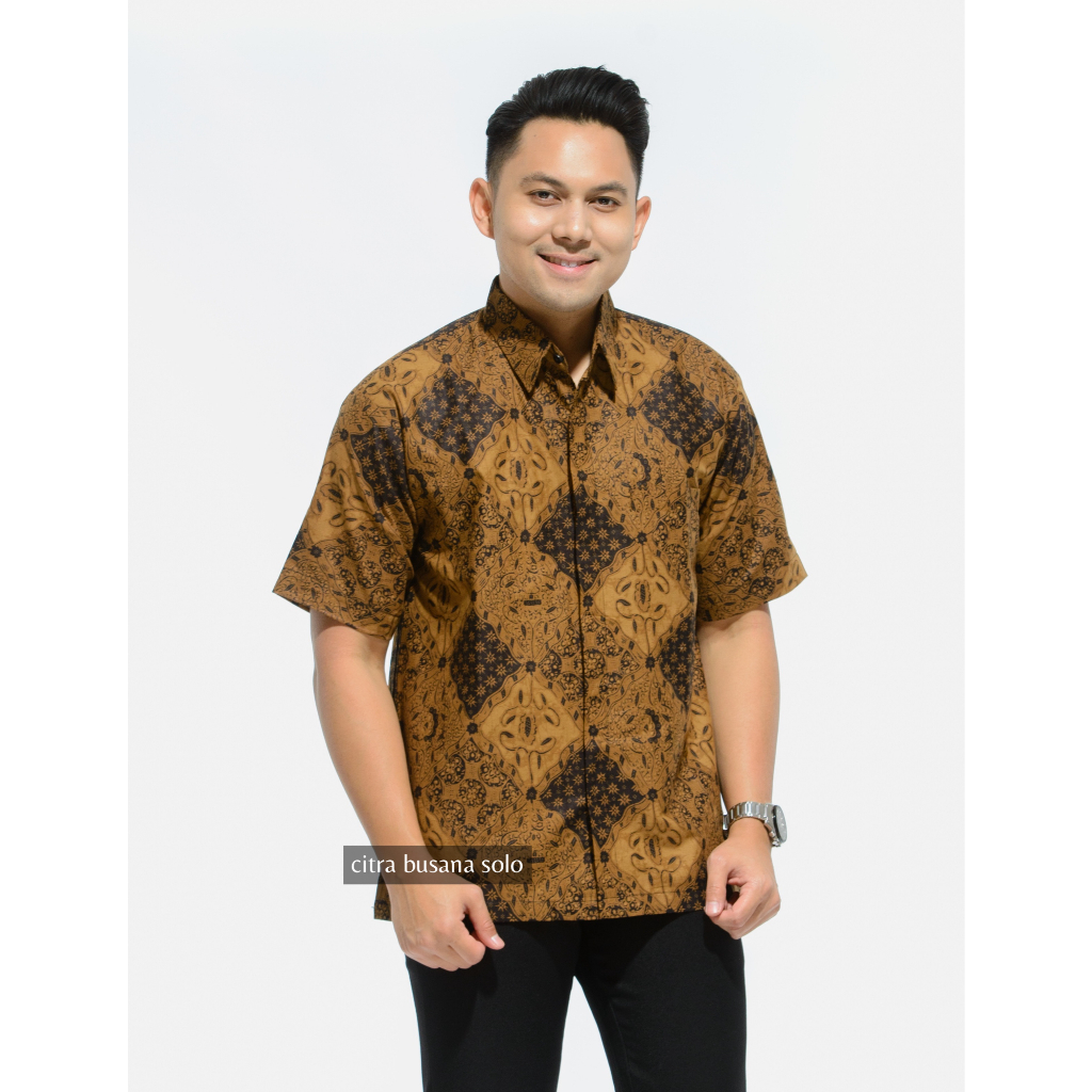 SIDOJAYA PENDEK Kemeja Batik Pria Full Furing Bahan Katun Primisima