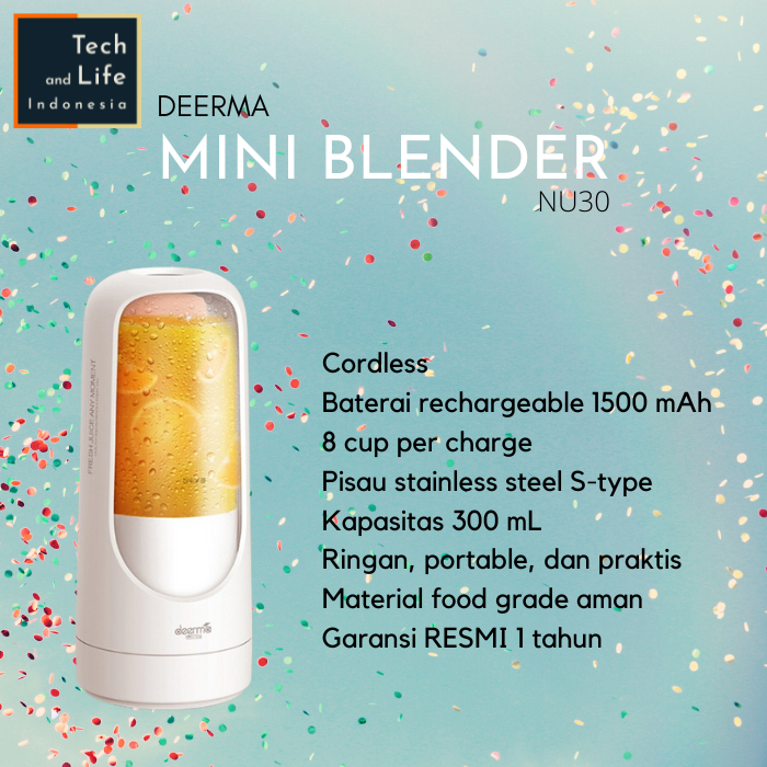 Deerma Cordless Portable Mini Juicer Blender NU30 300mL