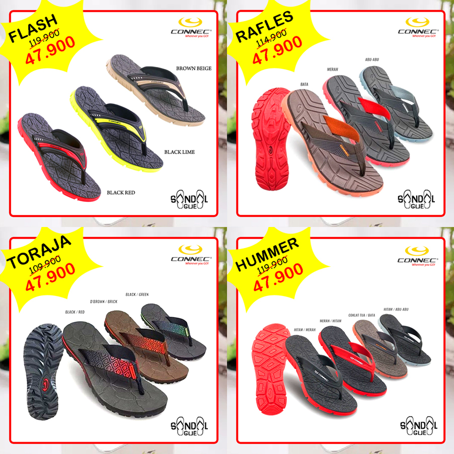 PROMO SANDAL PRIA KEKINIAN CONNEC HAMMER FLASH TORAJA RAFLES 100% BARU