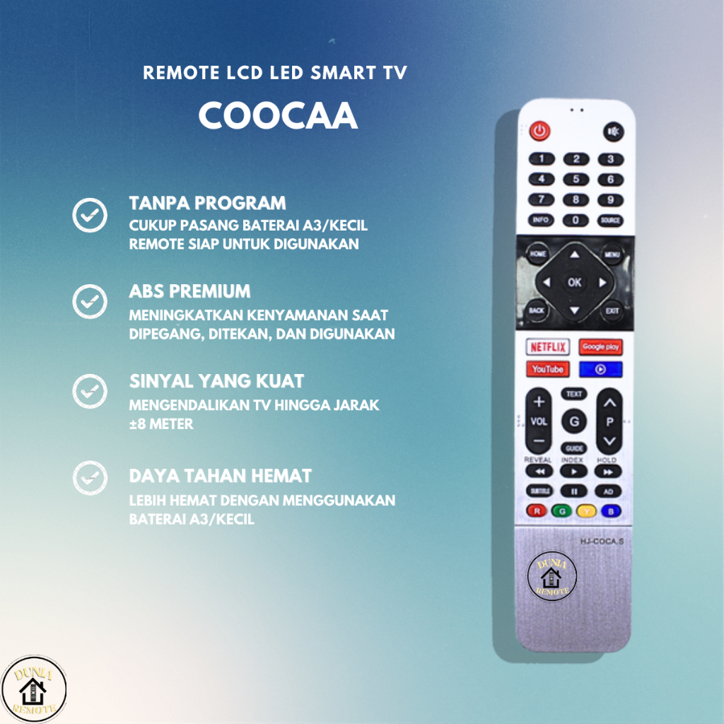 Remot Remote Smart TV LED/LCD Android Coocaa Silver tanpa dus non setting