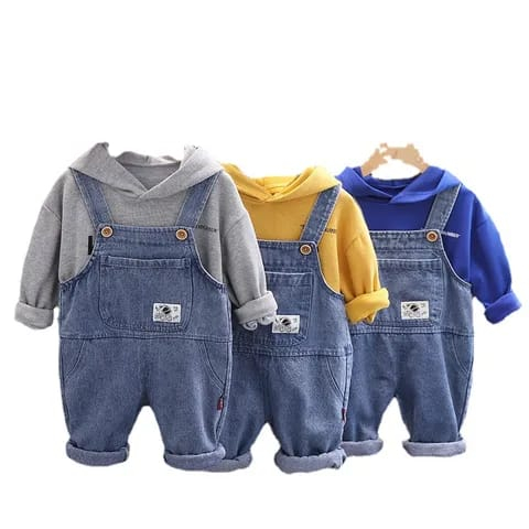 Setelan Anak Motif kodok warna mustard, grey dan denim biru lucu usia 6 bulan - 5 tahun premium