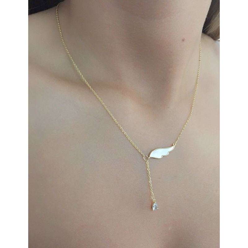 Ark.co - Mavrica Angels Wing ; Feather necklace kalung bandul sayap bulu cute