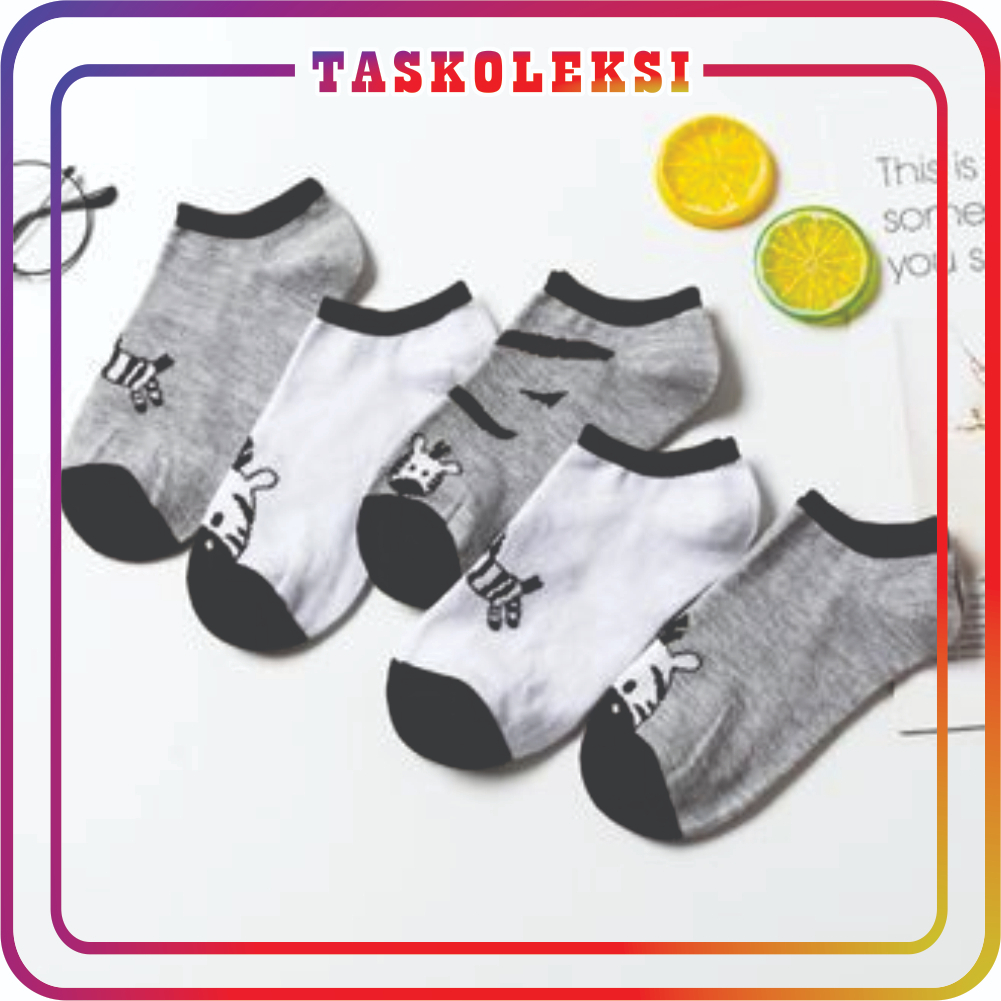 ☛TK☚ Kaos Kaki Korea Wanita Motif Zebra Kaos Kaki Laki-Laki Perempuan Ankle Socks Impor KK145