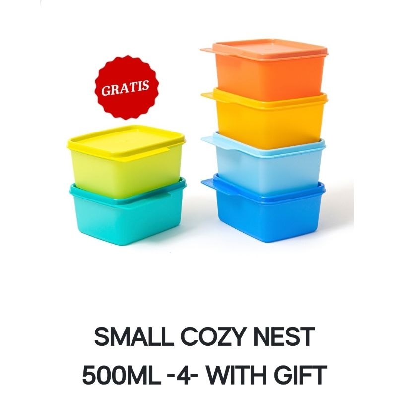 TUPPERWARE COZYNEST 500ml (4pcs ) WITH GIFT/ TEMPAT MAKAN KOTAK SNACK