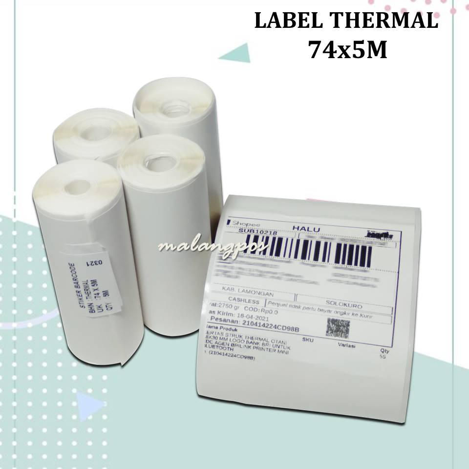 KERTAS STIKER RESI PENGIRIMAN SHOPEE LABEL THERMAL 80X5M CONTINOUS STICKER PRINTER THERMAL 80MM