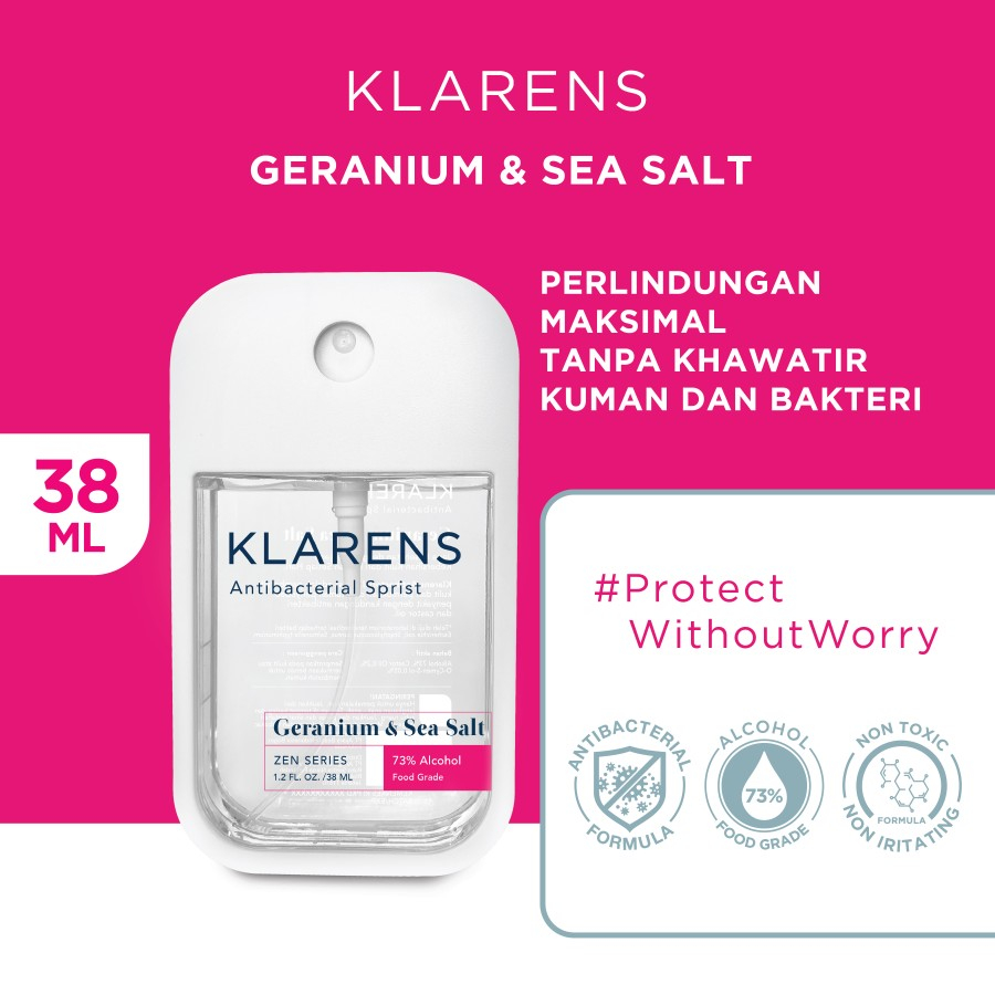 Klarens Hand Sanitizer Spray Sprist Geranium & Sea Salt 38ml