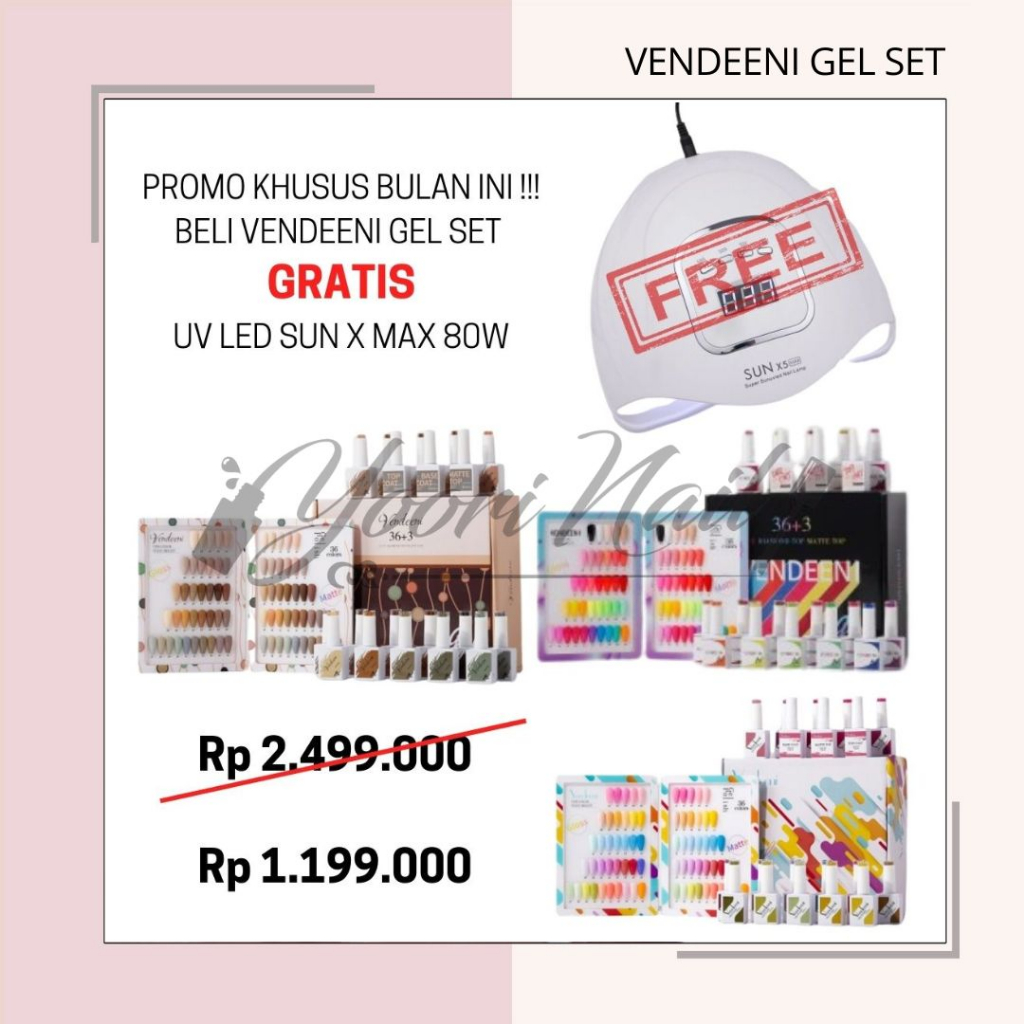 PROMO BULAN INI Vendeeni set gel polish 36 set warna box top base top matte vendeeni nail gel paket