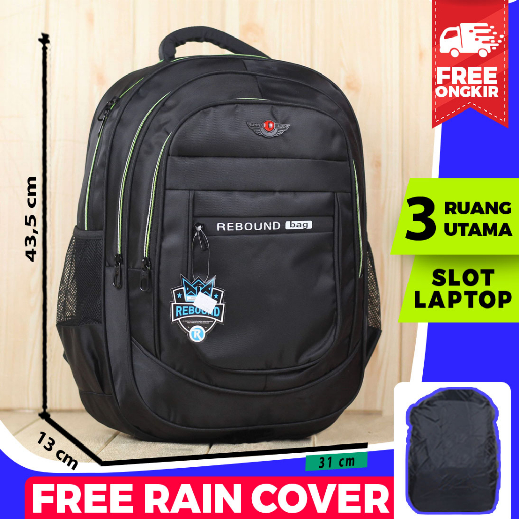 Tas Kantor Punggung Backpack Laptop Tebal Ransel Laptop Distro Rebound Bag Hitam Sekolah Tas Punggung Nyaman Di Punggung Tebal Kuliah Ransel Polo Termurah Free Raincover