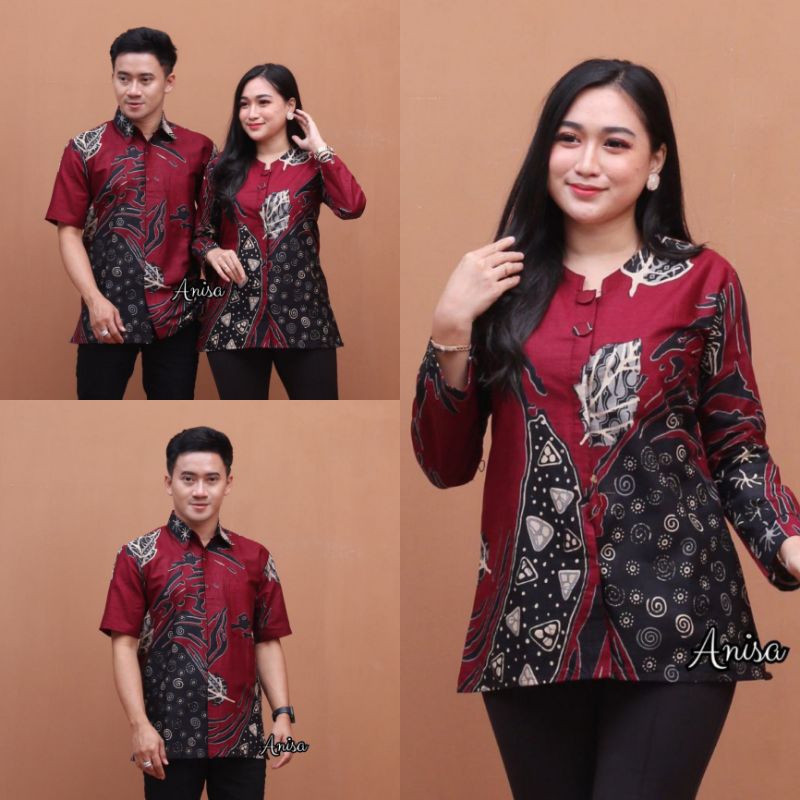 Baju Batik Couple Sarimbit Atasan Blouse Hem Batik Chava