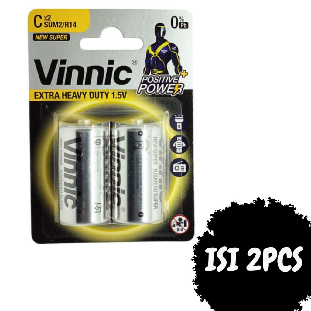 Baterai C Vinnic Original Battery Vinnic Size C Batrai besar vinnic ukuran tangung baterai type C 1,5 Volt