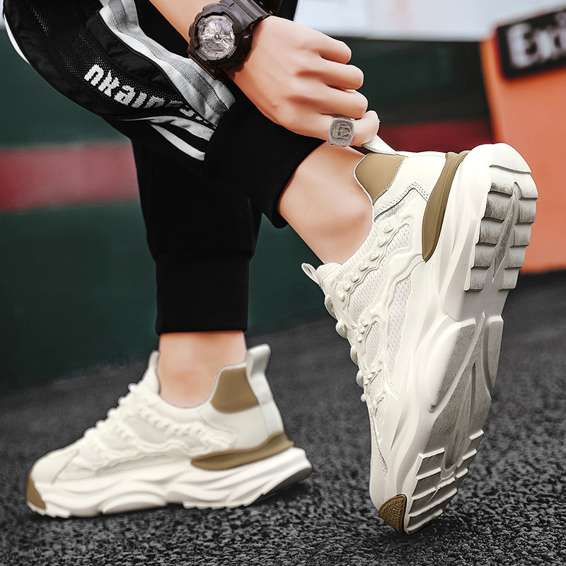 Highland Sepatu Pria Import Sneakers Kets Sepatu Chunky New Sepatu Jalan Pria Keren White Men Sport Shoes Sepatu Cowok Sekolah Hitam Polos Keren Kekinian Sekolah Kerja KSD704