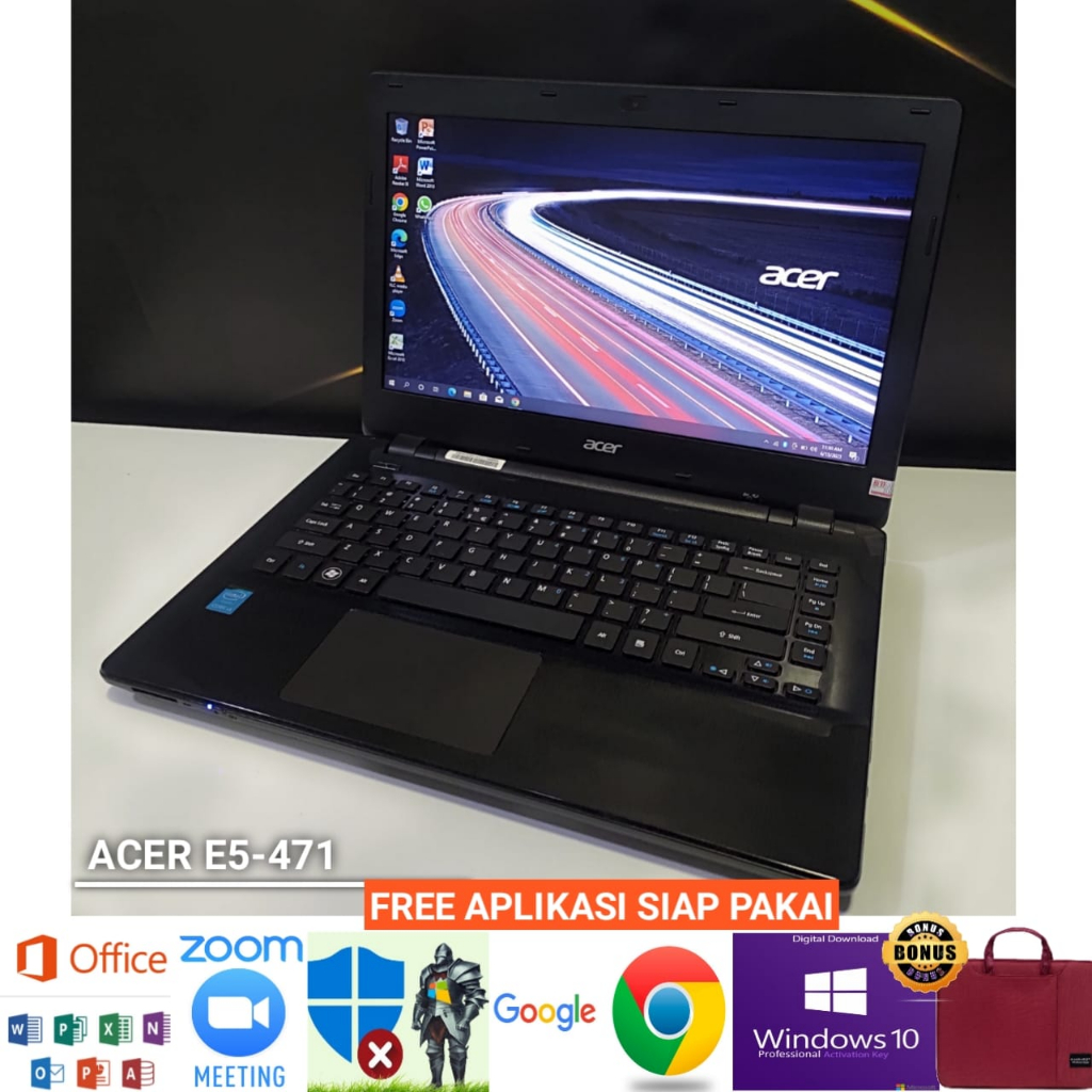 laptop acer e5-471 core i3 gen 4 ram 4gb HDD 500gb - windows 10 siap pakai