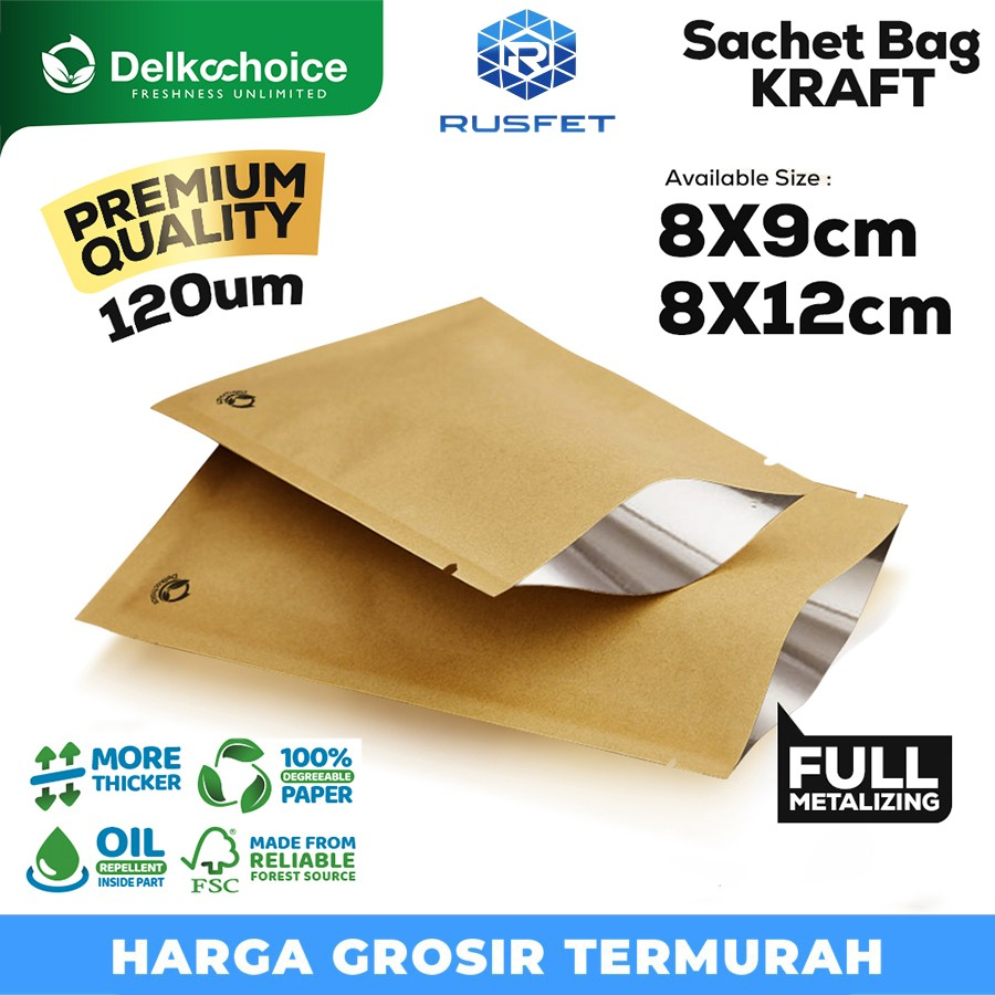 Sachet Bag Kraft Paper PREMIUM FOOD GRADE Metalizing Delkochoice
