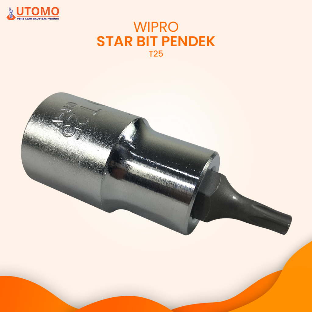 Wipro T25 Pendek Mata Kunci Sok L Bintang Socket 1/2" StarBit Socket