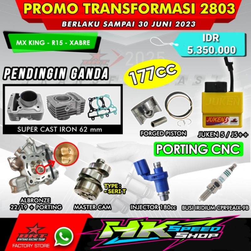 PAKET BORE UP BRT 177cc MX KING / R15 / XABRE