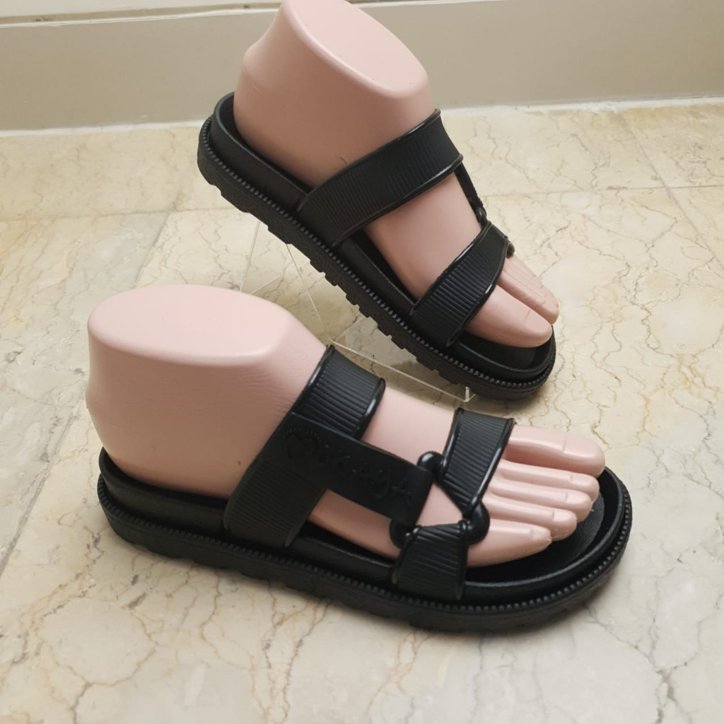 Sandal Slop Karet PCU Wanita Semi Gunung Ban Motif Segitiga emboss MOKAYA import MKY 2029-13 36-40