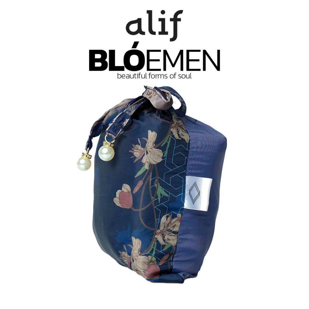 ALIF MUKENA MINI MOTIF PARASUT PREMIUM KOREA TRAVEL - PANSY IN SKIPPER BLUE ( MKN-218 )