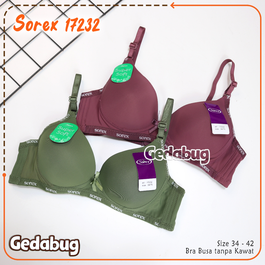 Bra Wanita Sorex 17232  Bra super soft Busa sedang Tanpa kawat Cup setara B | Gedabug