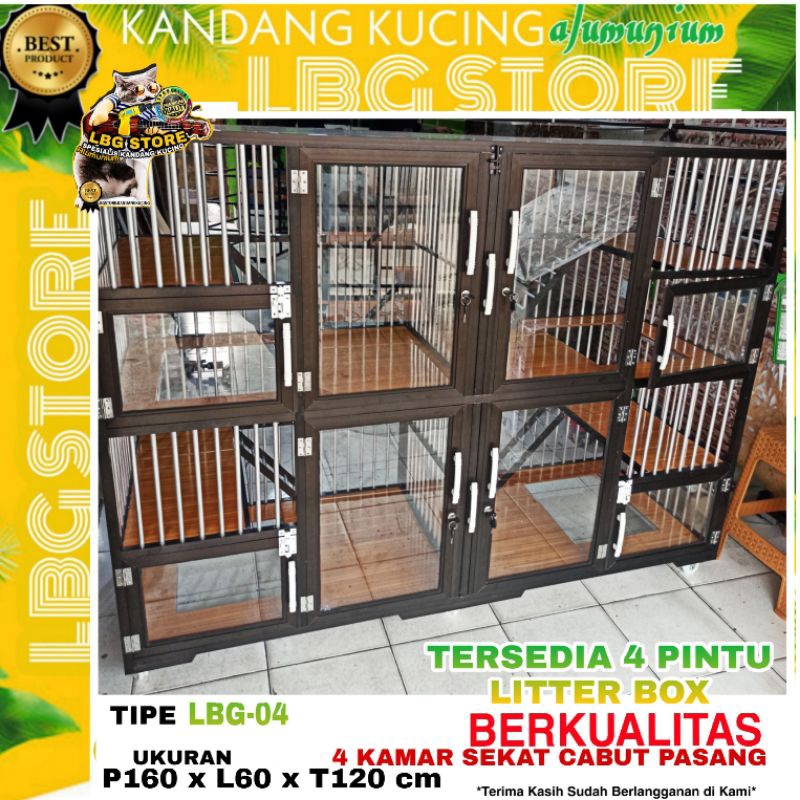 Kandang Kucing Alumunium 4 Kamar Premium
