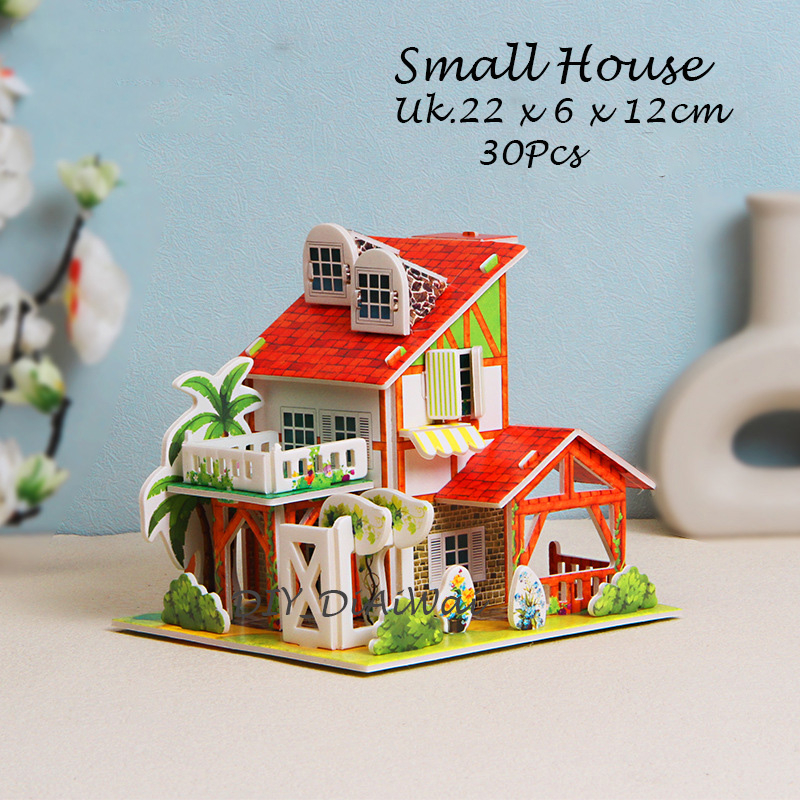 Puzzle 3D DIY bahan foam &amp; paper SMALL HOUSE mainan puzzle edukasi anak (kado,pajangan,dekorasi)
