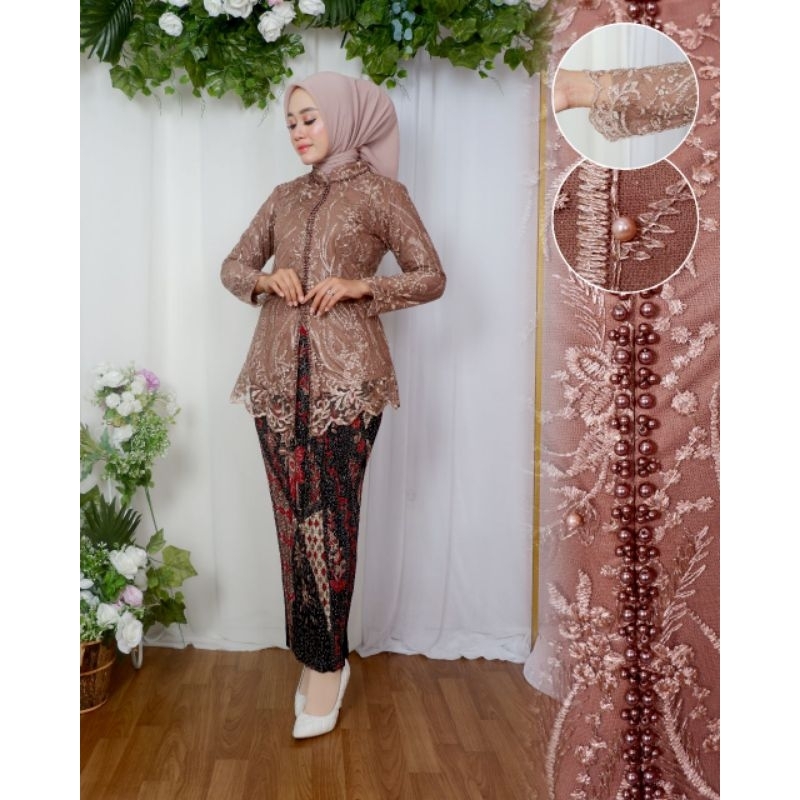 Tunik Kebaya Encim Payet Mutiara / Kebaya Tunik / Tunik Brokat / Kebaya Modern / Kebaya tile / Kebaya Favorite / Batik Couple / Kebaya Sanghai / Kebaya Mutiara / Tunik Wisuda / Kebaya Busui Frendly Tunik Busui / Kebaya Wisuda