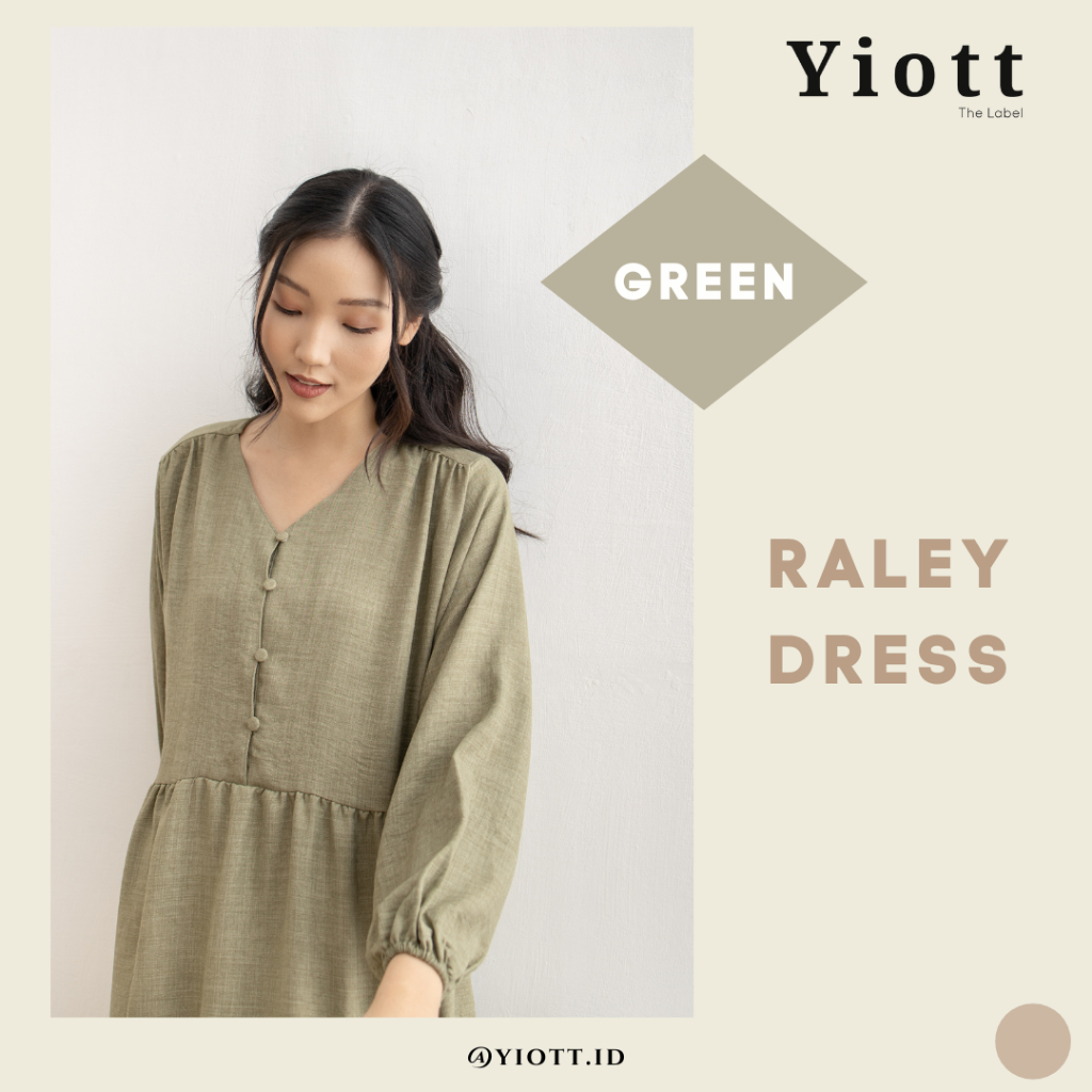 Maxi Dress Wanita Lengan Panjang Sage Green - Raley Dress