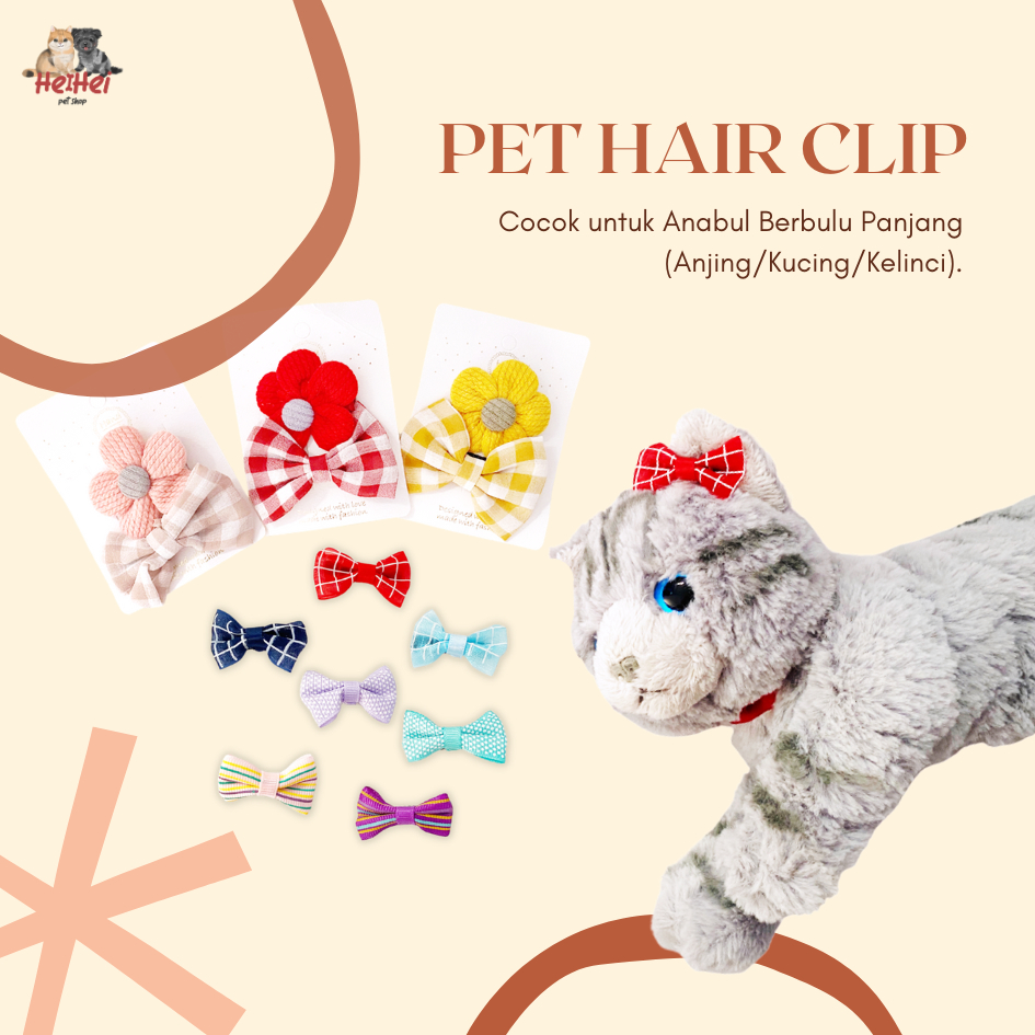 Pet Hair Clip - Jepitan Poni Rambut Bulu Anjing Kucing - Jepit Pita Hewan - Dog Cat Hairclip - Pita Anjing Kucing Lucu