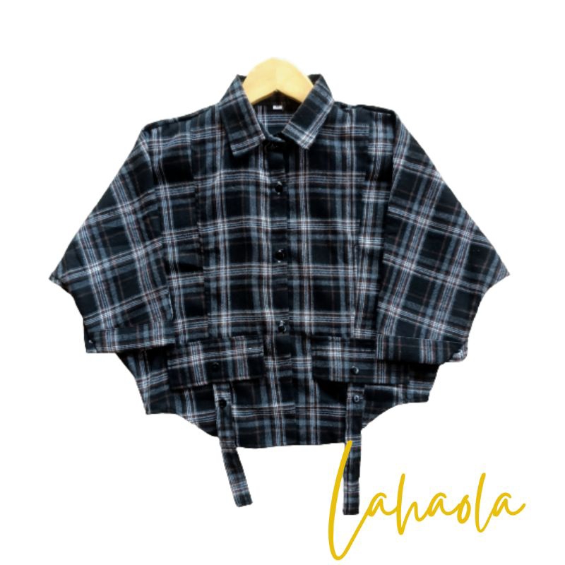 Kemeja flanel batwing anak perempuan 3-12 tahun