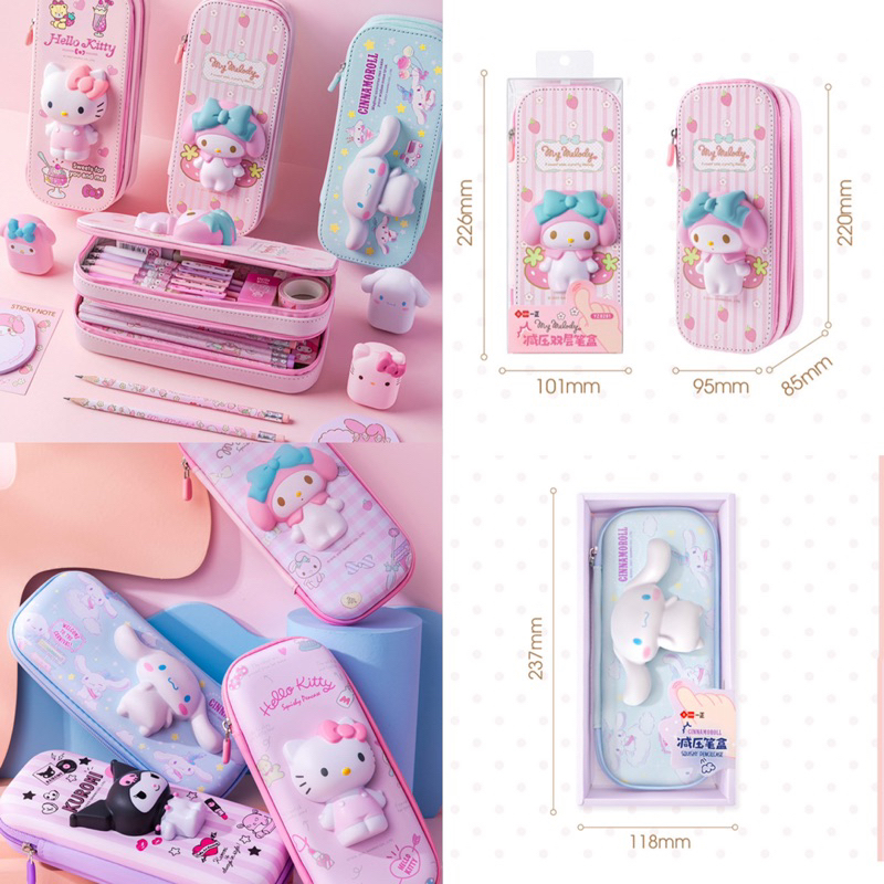 Kotak Pensil Anak Squishy Motif Kuromi Melody Kitty Cinnamoroll Good Quality