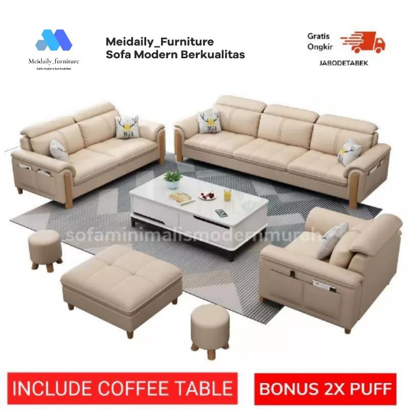 Sofa Kulit 321 Sofa Minimalis Sofa Ruang Tamu Minimalis Gratis Puff Model Sofa Terbaru