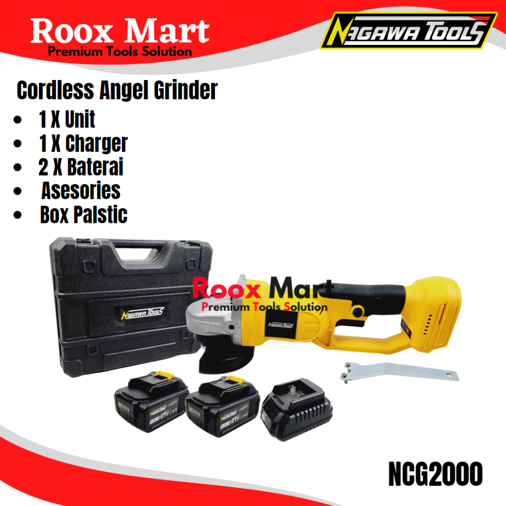 Gerinda Batrai 21V Cordless Angle Grinder 4" Nagawa Tools NCG2000 NCG 2000
