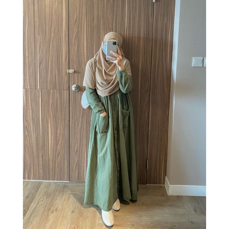 ZEA DRESS LINEN PREMIUM GAMIS MUSLIMAH KEKINIAN/DRESS MAXY TERBARU POCKU MIDI DRESS/GAMIS SYARI/FASHION MUSLIM WANITA HIJAB/FAR MOSLEMSTORE