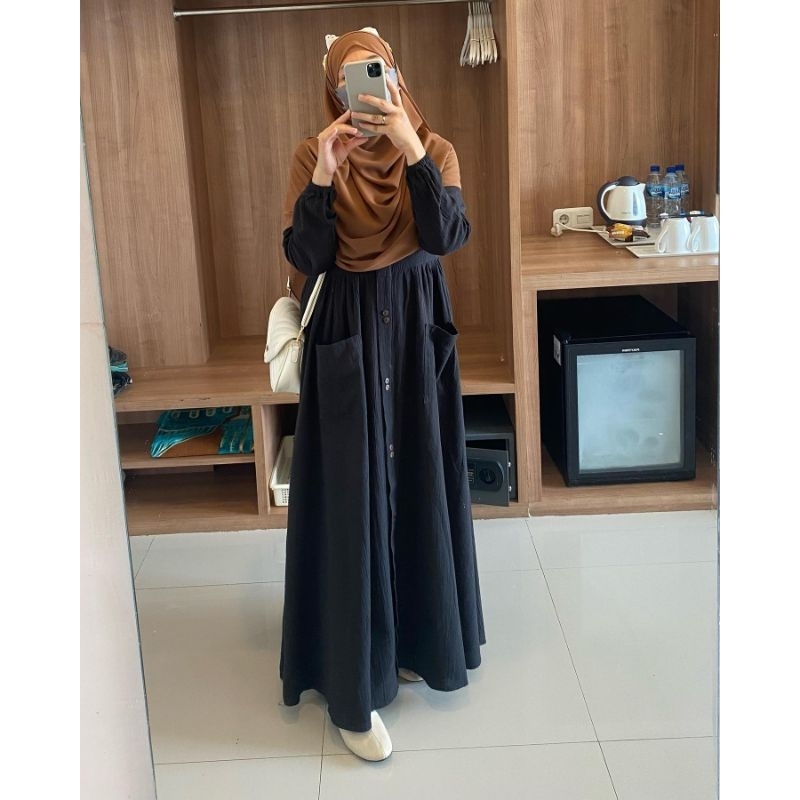 ZEA DRESS LINEN PREMIUM GAMIS MUSLIMAH KEKINIAN/DRESS MAXY TERBARU POCKU MIDI DRESS/GAMIS SYARI/FASHION MUSLIM WANITA HIJAB/FAR MOSLEMSTORE