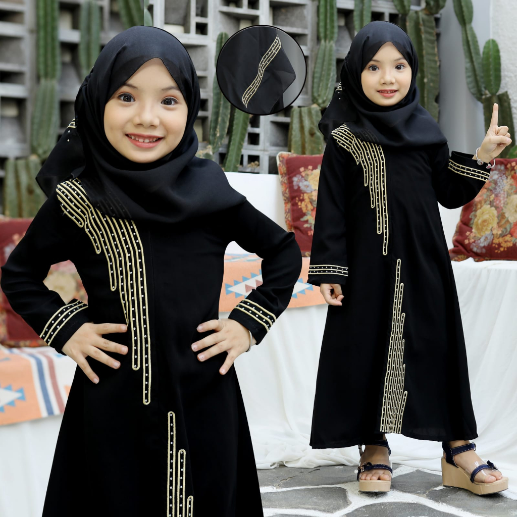 Gamis Anak Perempuan umur 11 12 tahun Abaya Kairo Muslim Anak Perempuan Couple Bunda dan Anak Abaya 