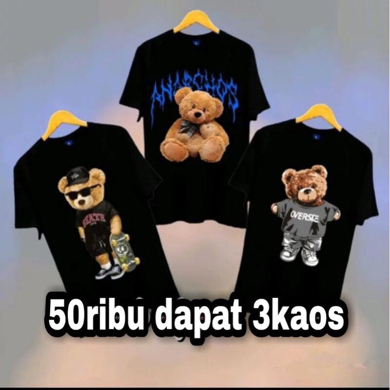 KAOS 50RIBU DAPAT 5 PCS BAJU PRIA WANITA DEWASA MOTIF BONEKA BERUANG pakaian pria wanita dewasa