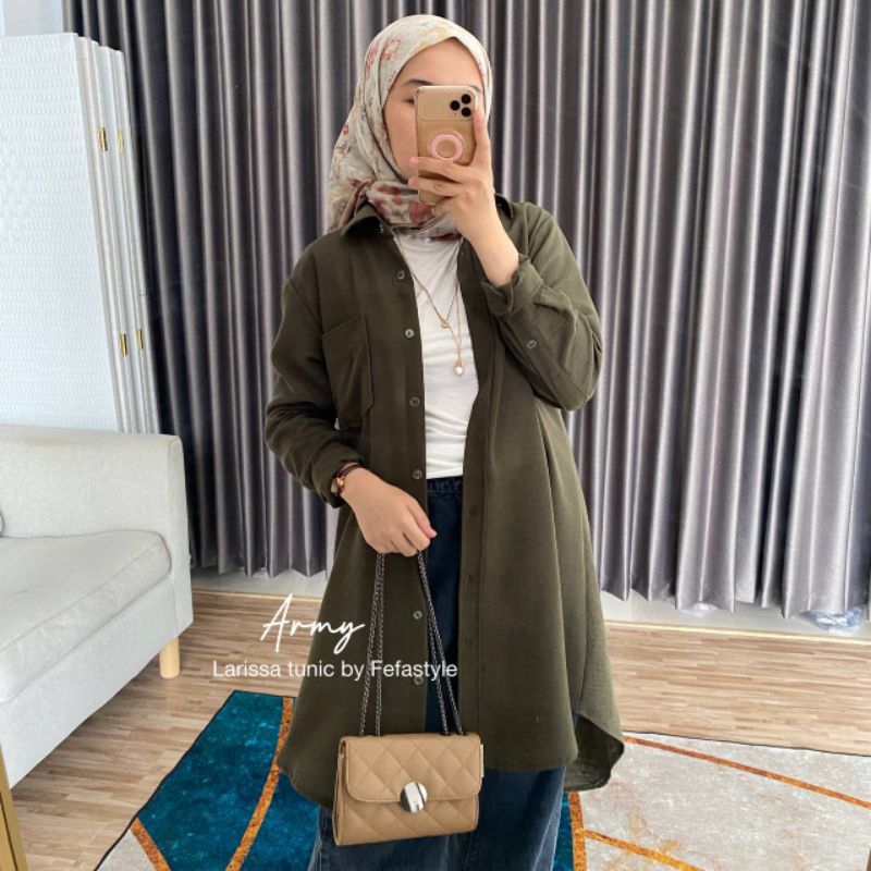 Kemeja Wanita Linen / Kemeja Oversize / Outer Linen Basic - Larissa By Fefa Style