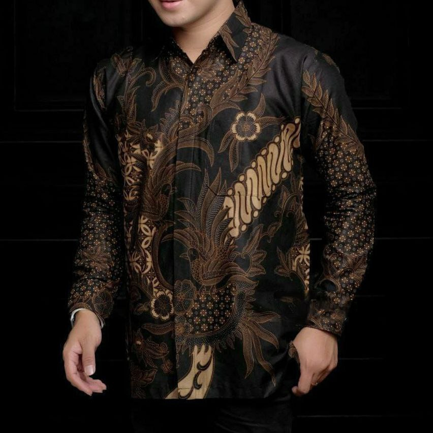 FURIOSA BATIK JOKOWI WAYANG Kemeja Batik Pria Modern Lengan Panjang UKURAN M L XL XXL