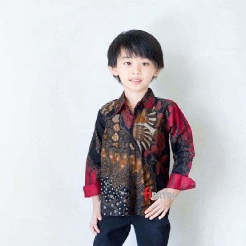 Batik anak lengan panjang umur 2-13 tahun batik Pekalongan hem anak size m l xl xxl fashion anak kemeja anak formal batik anak