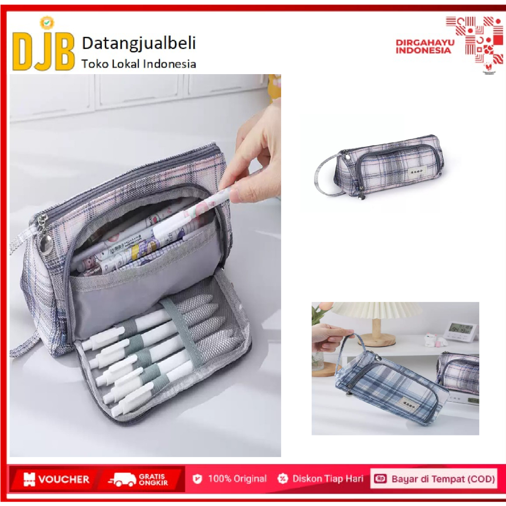 

Tempat Pensil Pencil Case Pouch Stationery - KV20 - Gray/Pink