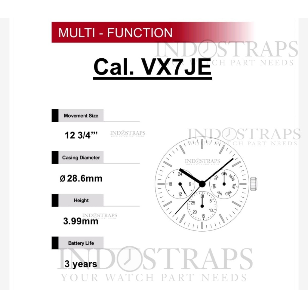 VX7JE MESIN JAM TANGAN VX7 VX7JE MOVEMENT Cal.VX7JE