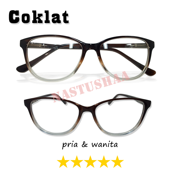 Kacamata Fashion Dewasa Lensa Trasnparant Anti Blueray Bentuk Oval Warna Frame Gradasi Untuk Pria dan Wanita (Unisex) NOCASE