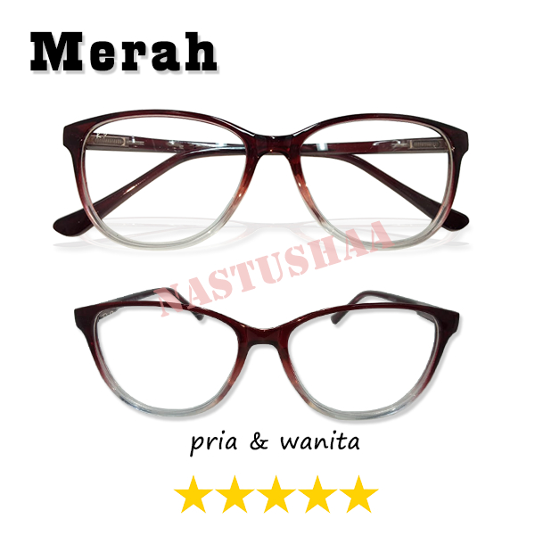 Kacamata Fashion Dewasa Lensa Trasnparant Anti Blueray Bentuk Oval Warna Frame Gradasi Untuk Pria dan Wanita (Unisex) NOCASE