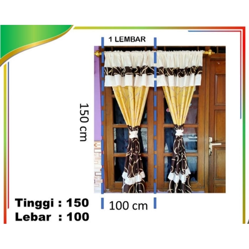 [ TG ] Grosir Gorden Serut Jendela Pendek [ Hordeng Pita Poni Minimalis Ukur 100×150 Bisa Cod ] Aneka Motif