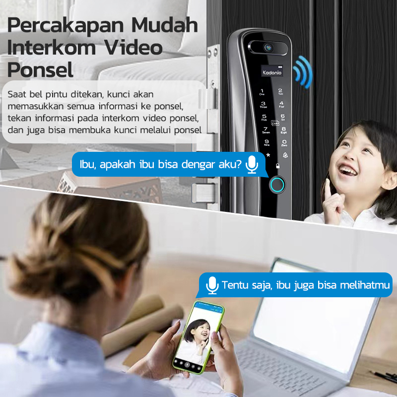 Kadonio kunci pintar Otomatis kunci pintu digital App dengan membuka kunci Smart Lock kunci pintu elektrik