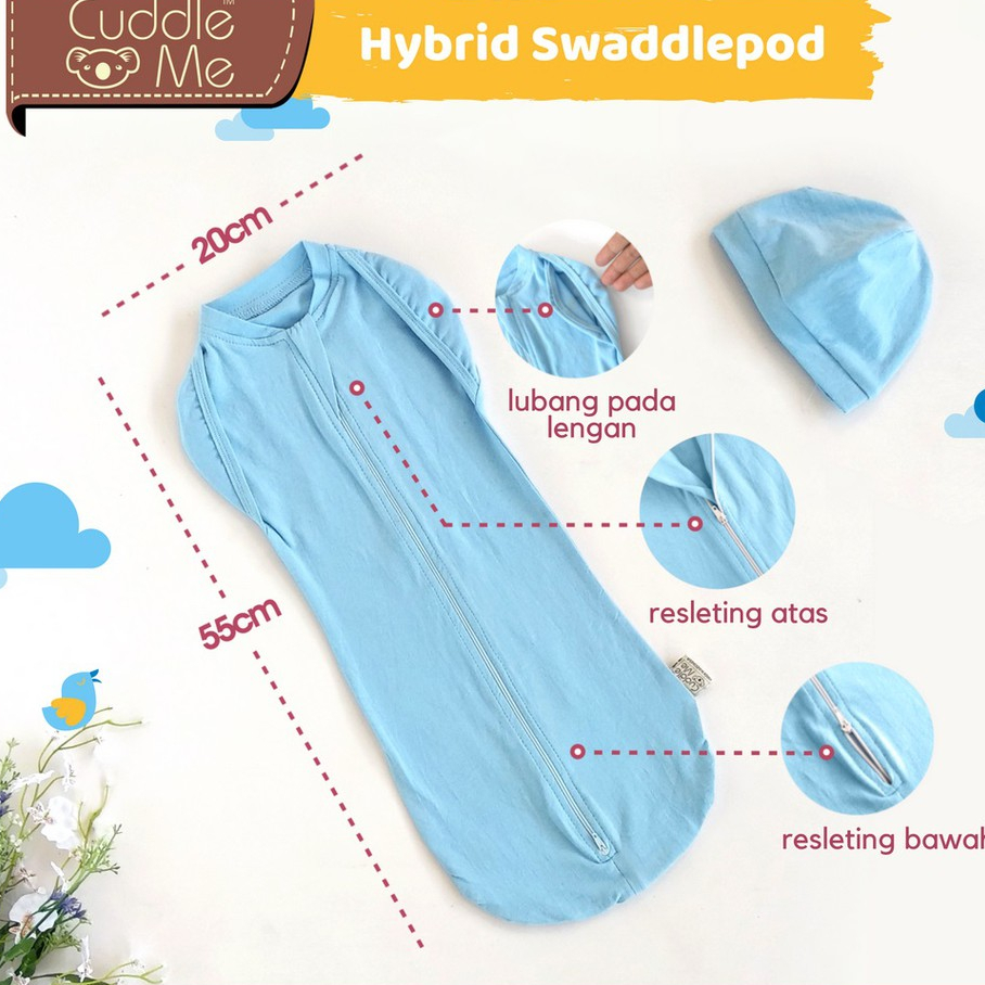 Cuddle Me SwaddlePod + Topi Set Bedong Instan Instant Bayi Modern Praktis CuddleMe Baby Hybrid Swaddle Pod