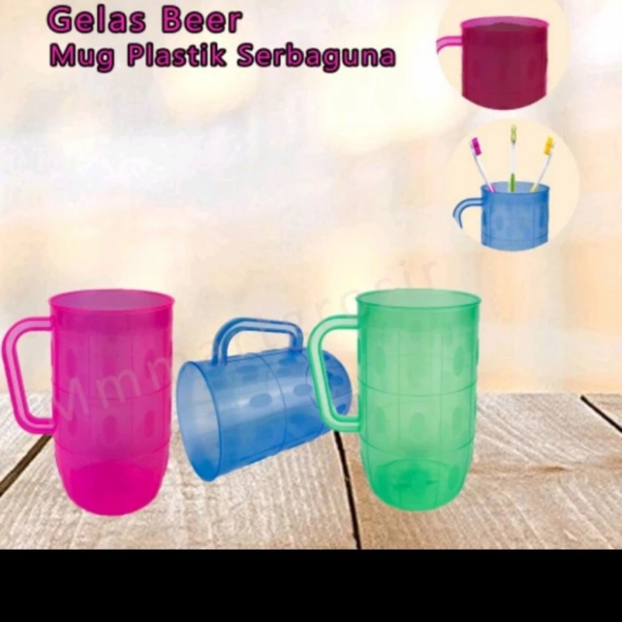 GELAS ES BEER PLASTIK - GELAS ES BIR PLASTIK - CANGKIR ES GAGANG PLASTIK - GELAS GAGANG PLASTIK - MU
