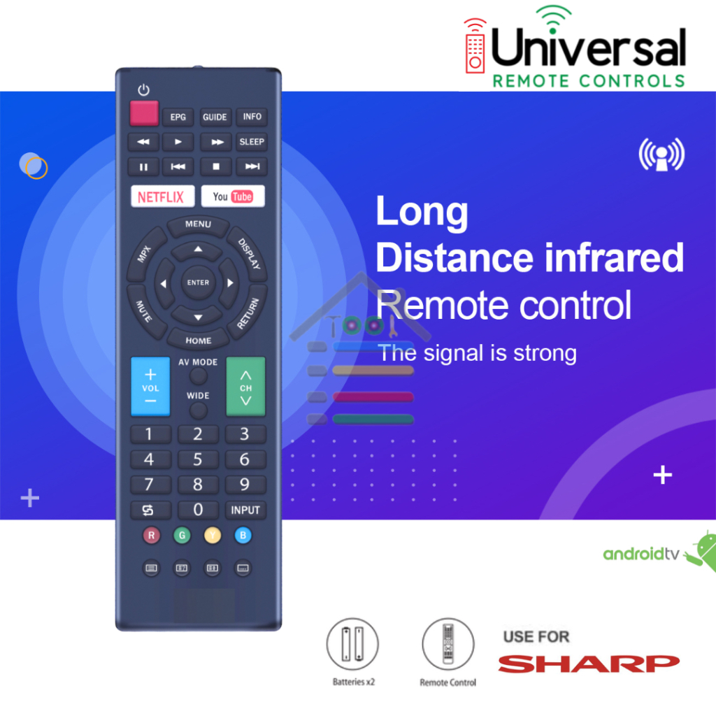 REMOTE TV SHARP ED033 SMART TV NETFLIX UNIVERSAL